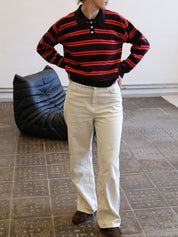 Edie Stripe Polo Shirt Dark Brown / Poppy Red Stripe