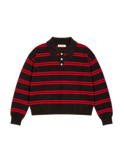 Edie Stripe Polo Shirt Dark Brown / Poppy Red Stripe