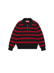 Edie Stripe Polo Shirt Dark Brown / Poppy Red Stripe