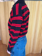 Edie Stripe Polo Shirt Dark Brown / Poppy Red Stripe