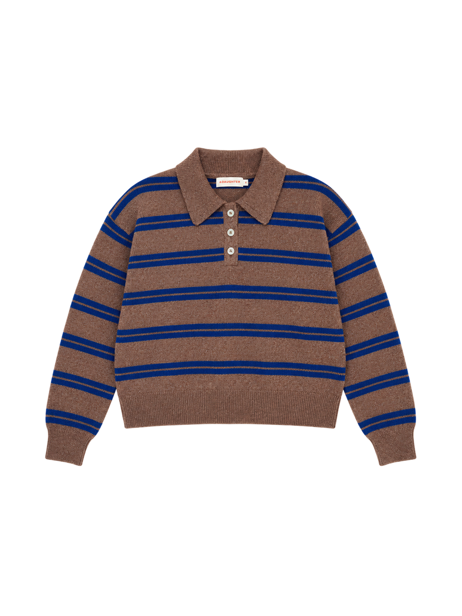 Edie Stripe Polo Shirt Hazelnut / Strath Blue Stripe