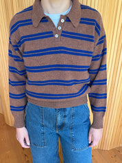 Edie Stripe Polo Shirt Hazelnut / Strath Blue Stripe