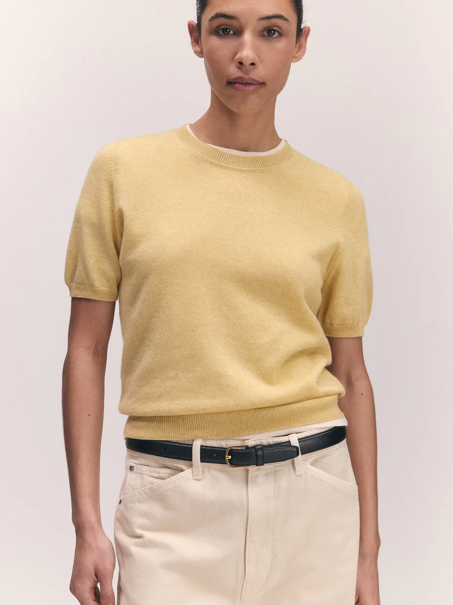 Emer Cashmere T-Shirt Pale Yellow