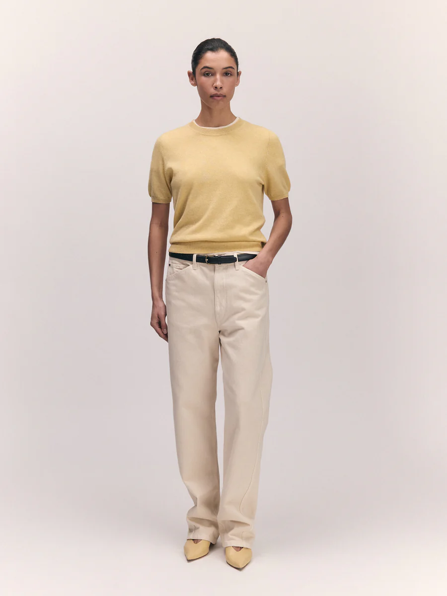 Emer Cashmere T-Shirt Pale Yellow