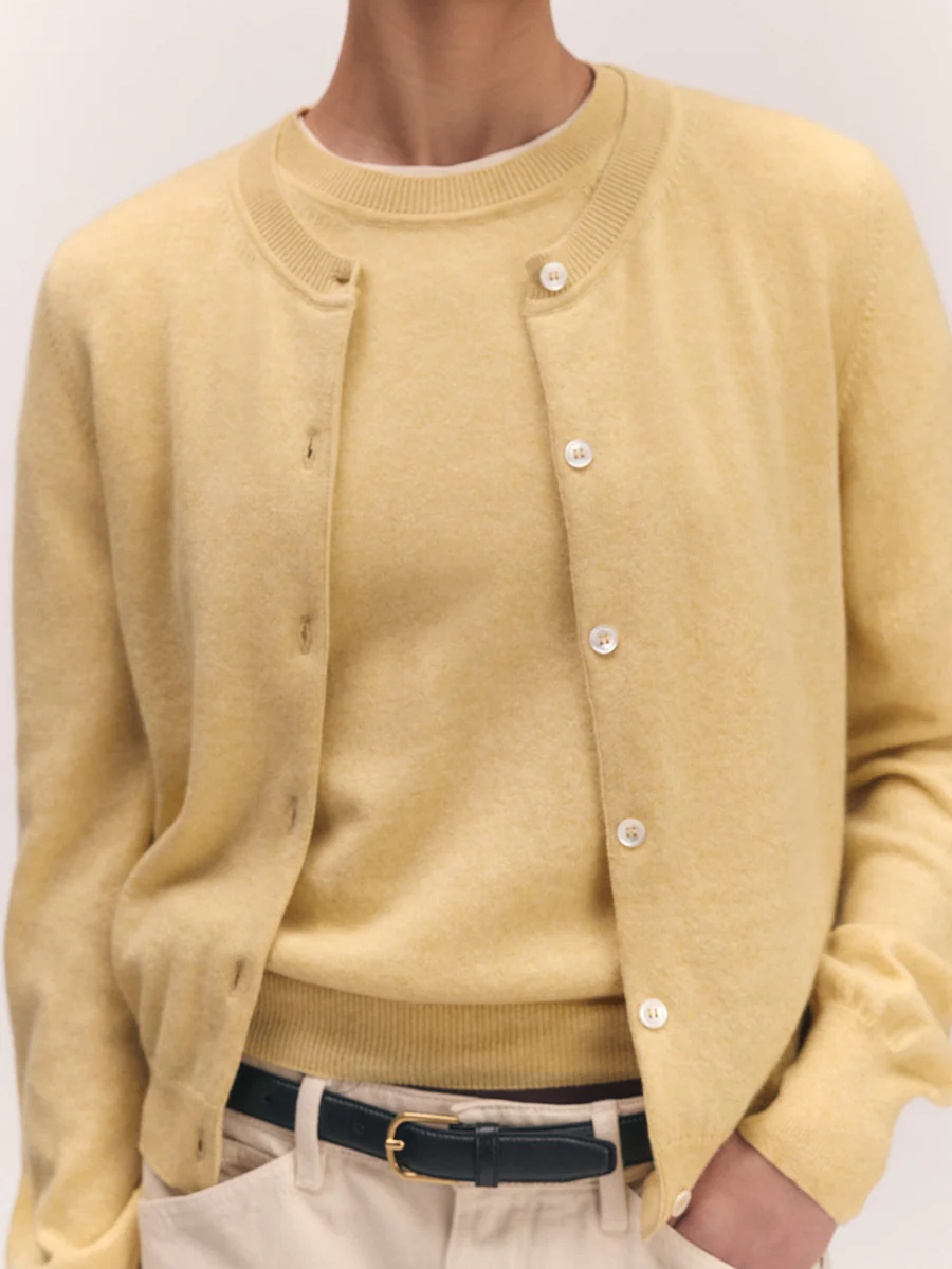 Enya Cashmere Cardigan Pale Yellow