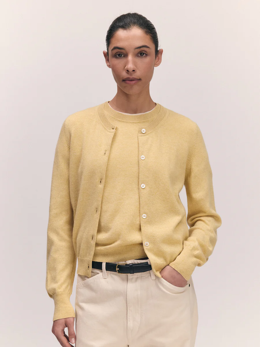 Enya Cashmere Cardigan Pale Yellow