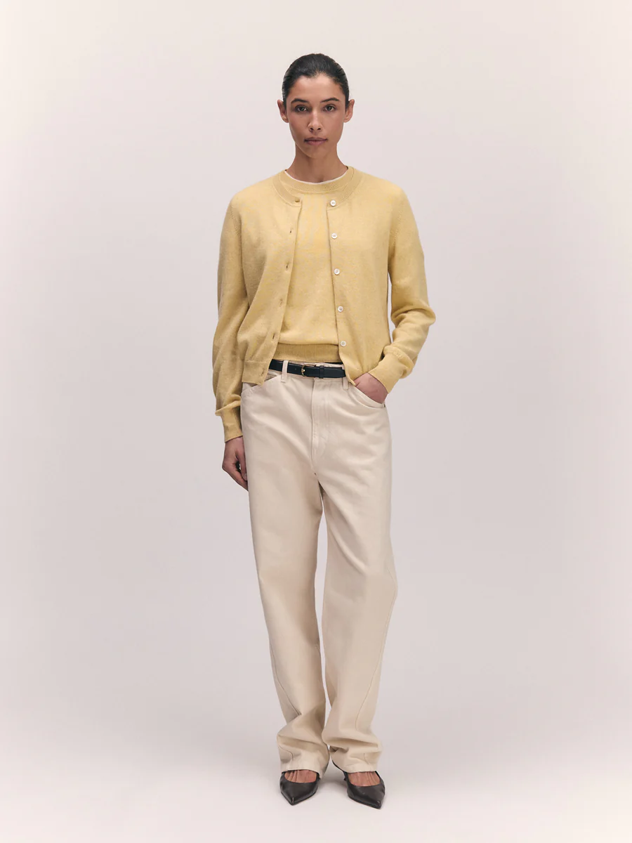 Enya Cashmere Cardigan Pale Yellow