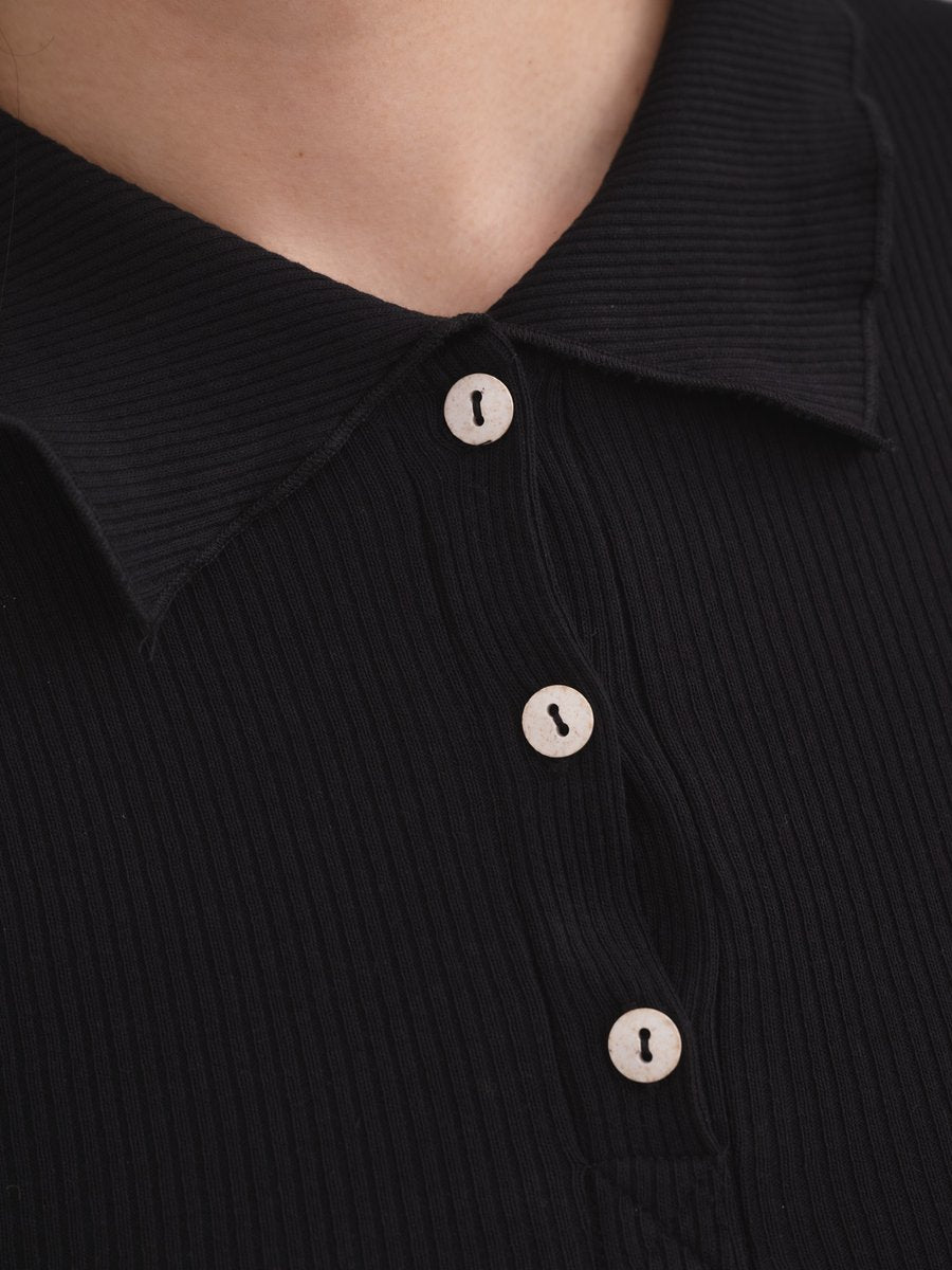 Dual Polo Long Sleeve Black