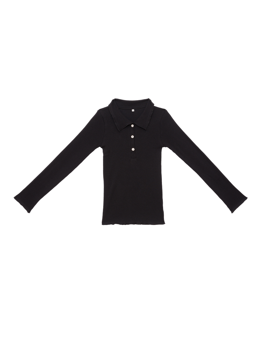 Dual Polo Long Sleeve Black