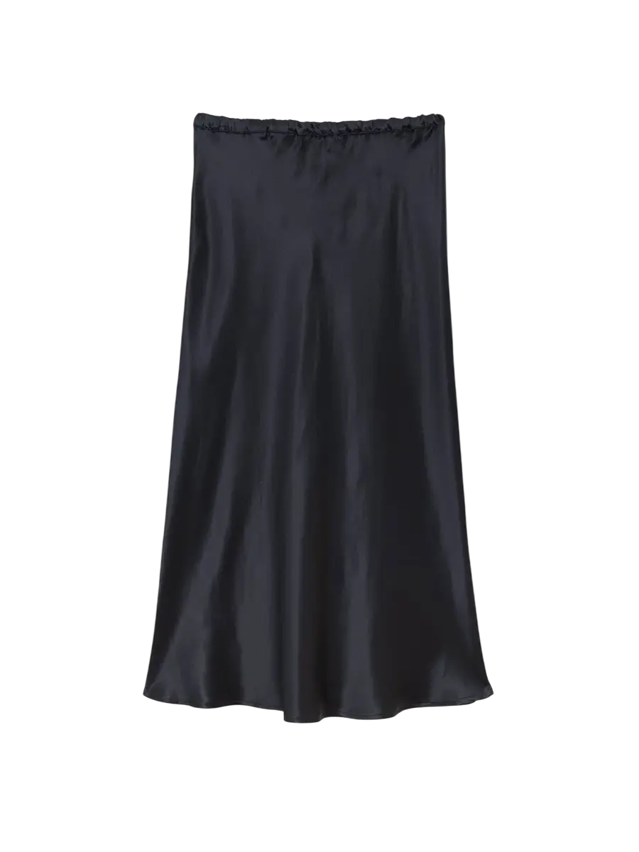 Dydine Silk Midi Skirt - Black