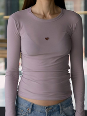 Heart Long Sleeve Tee Verbe Purple