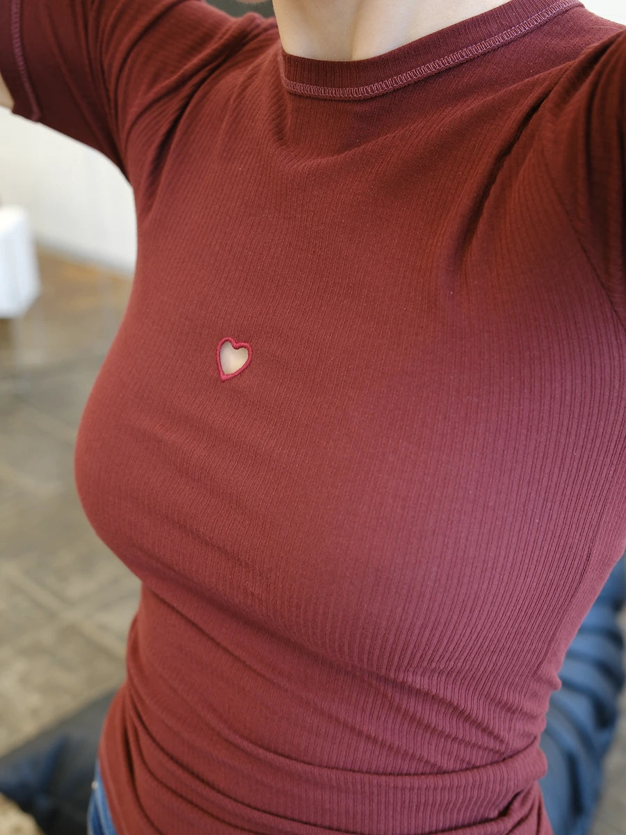 Heart Short Sleeve Red