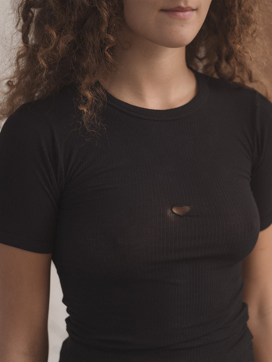 Heart Short Sleeve Black