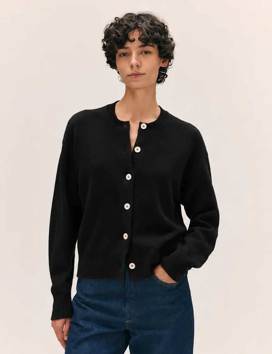 Daughter-Ada-Crewneck-Cardigan-Black-Model-Portrait-Front.png