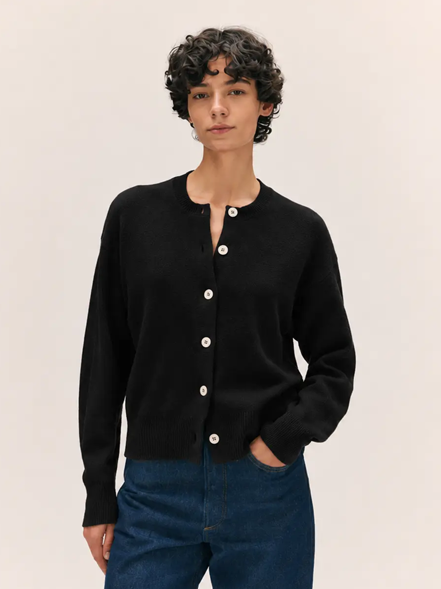 Ada Crewneck Cardigan Black