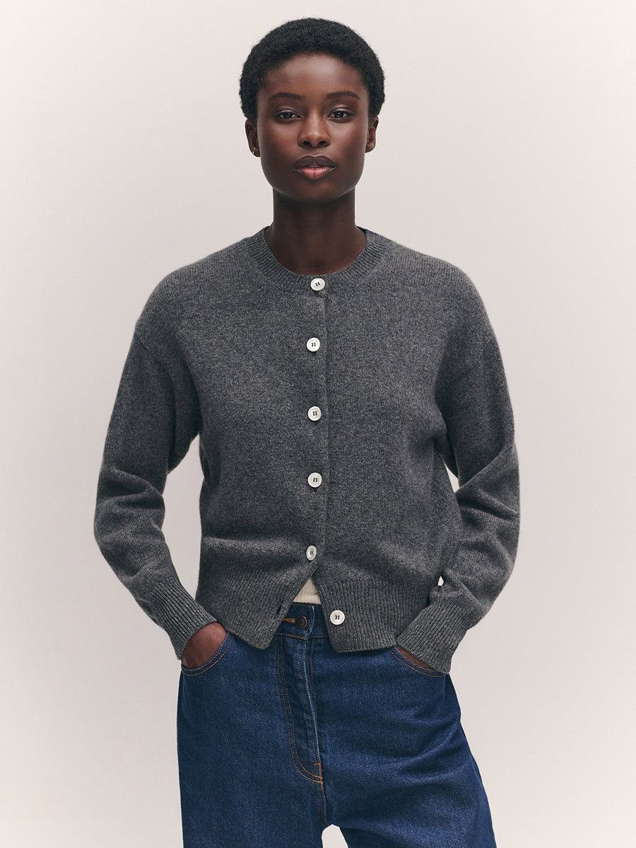 Ada Crewneck Cardigan Derby Grey