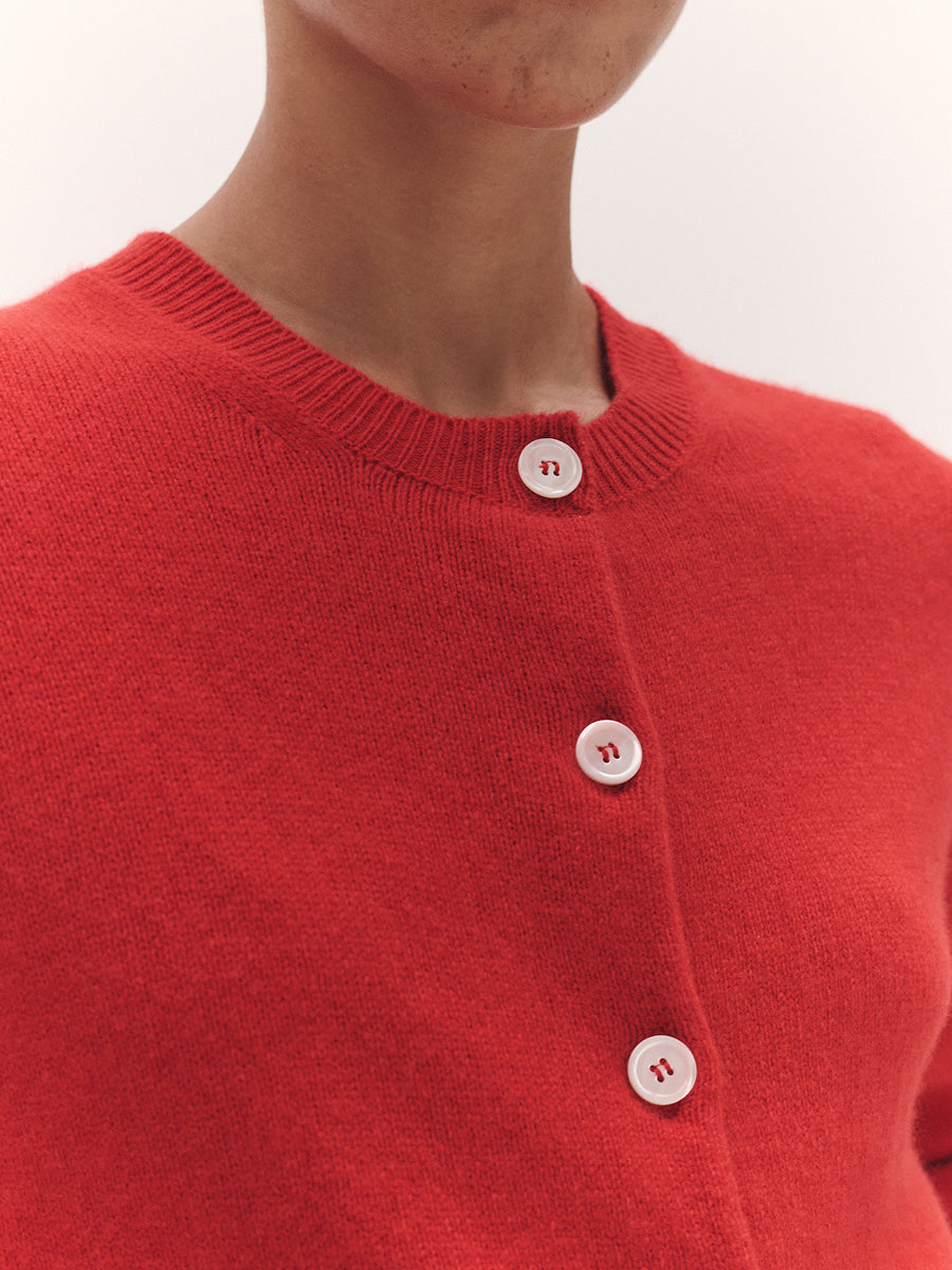 Ada Crewneck Cardigan Poppy Red
