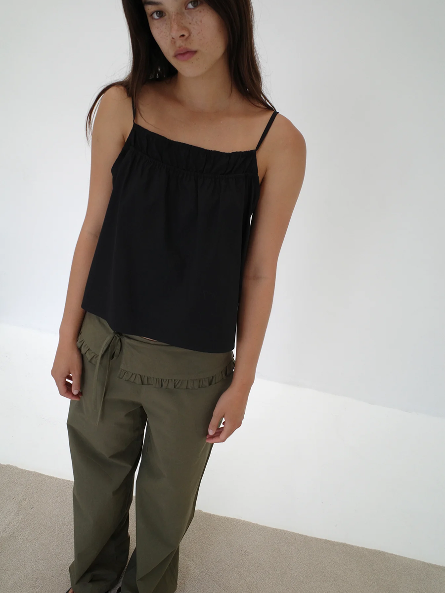 Flounce Belt Pant Khaki