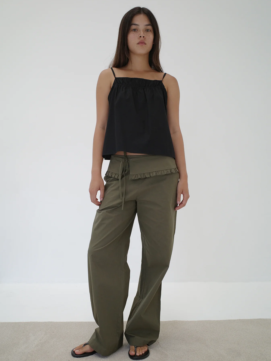Flounce Belt Pant Khaki