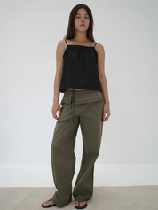 Flounce Belt Pant Khaki