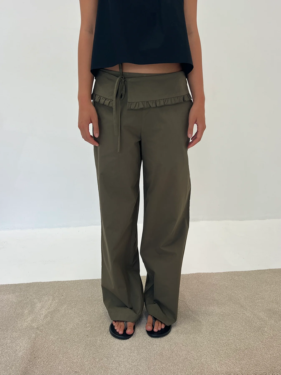 Flounce Belt Pant Khaki