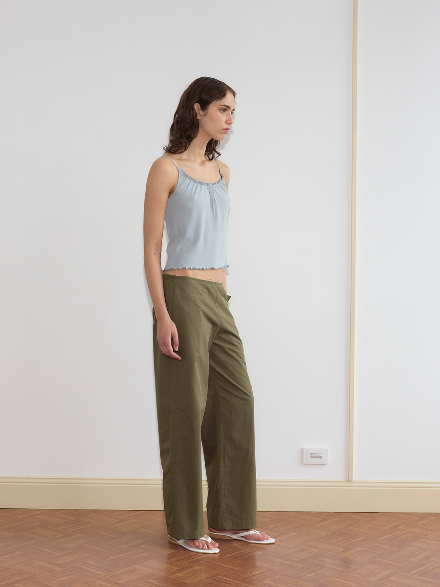 Flounce Belt Pant Khaki