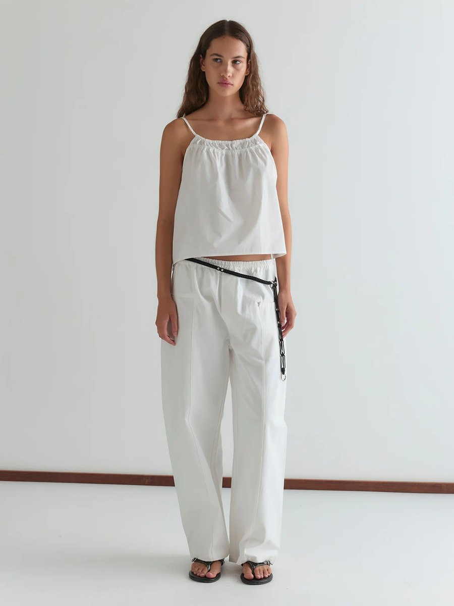 Pleat Pant White