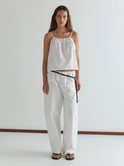 Pleat Pant White