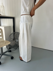 Pleat Pant White