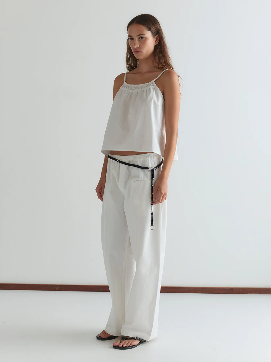 Pleat Pant White