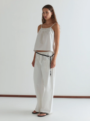 Pleat Pant White