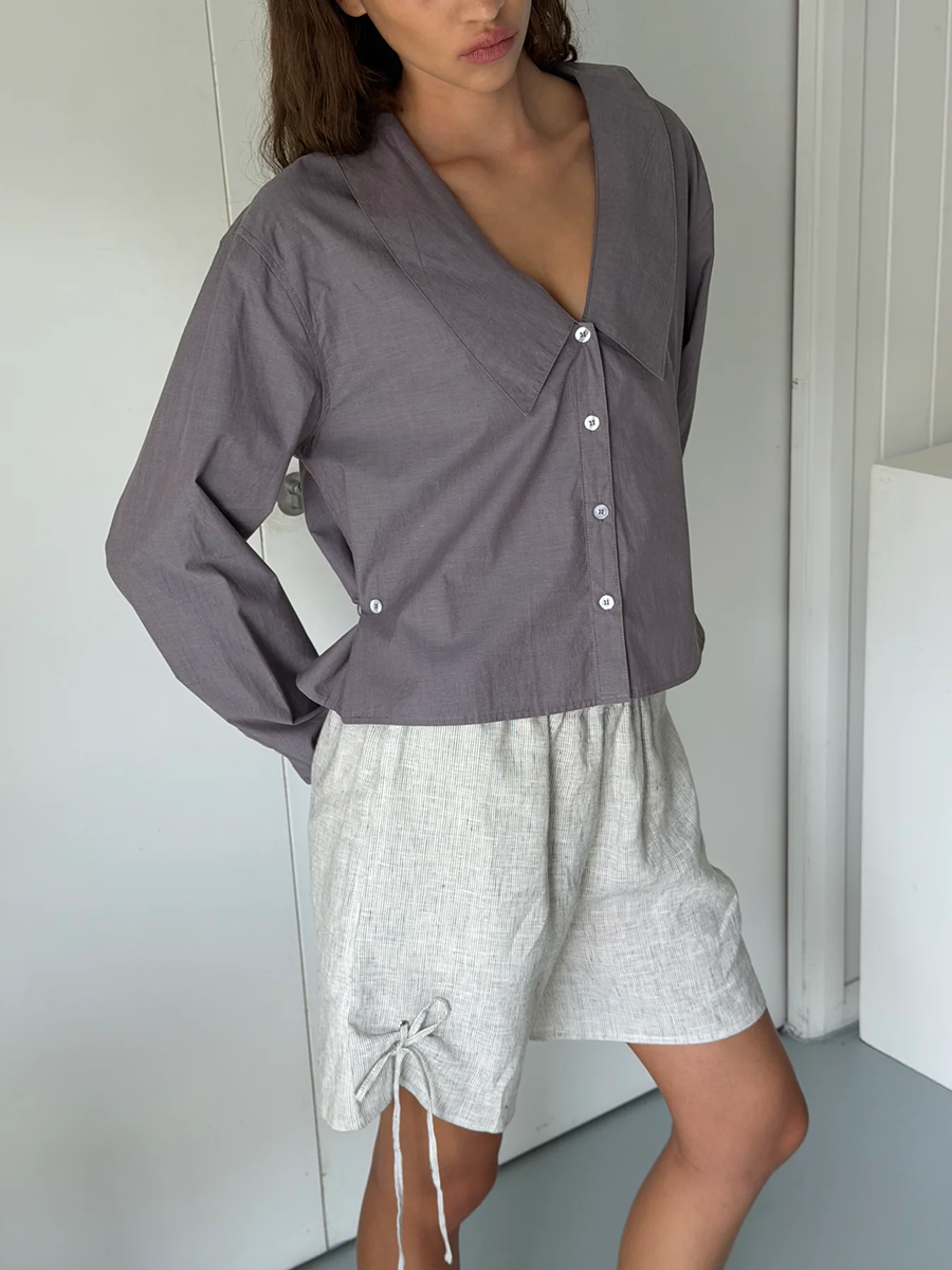 Waist Button Shirt Currant