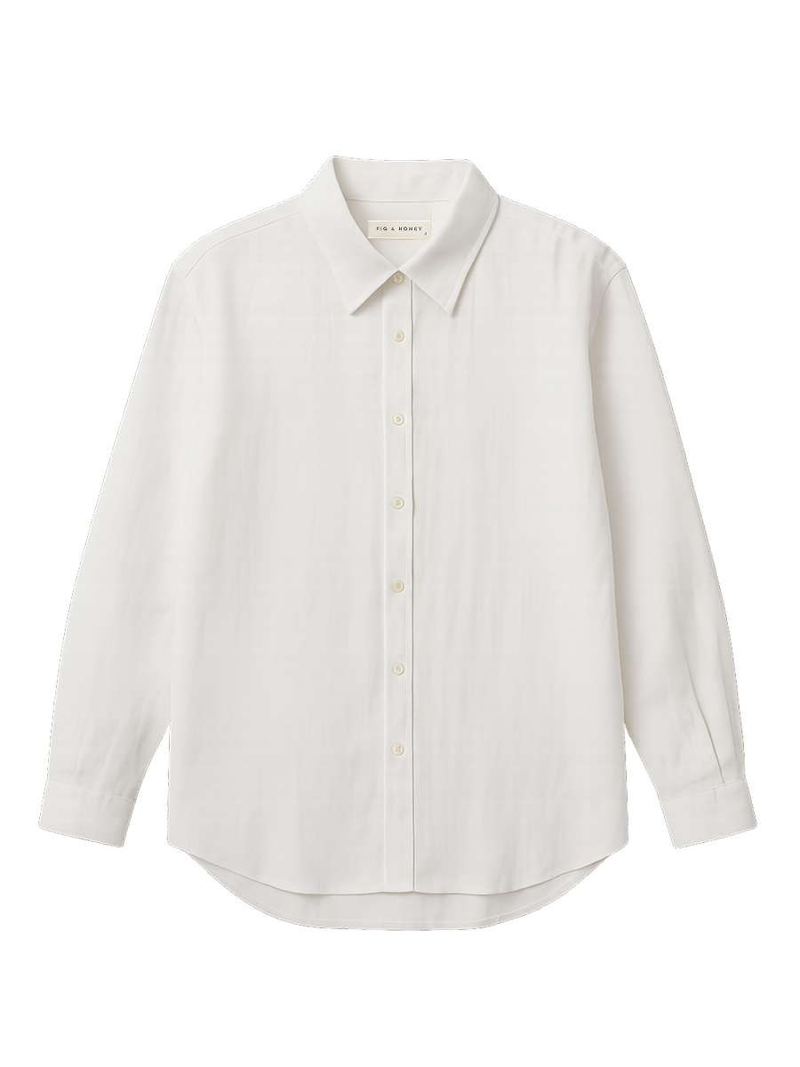 Fig & Honey weißes Leinenhemd Oversized Frontansicht