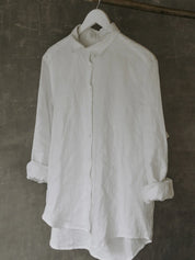 Fig & Honey Leinenshirt Boyfriend Oversized Style Hängerfoto seitliche Ansicht