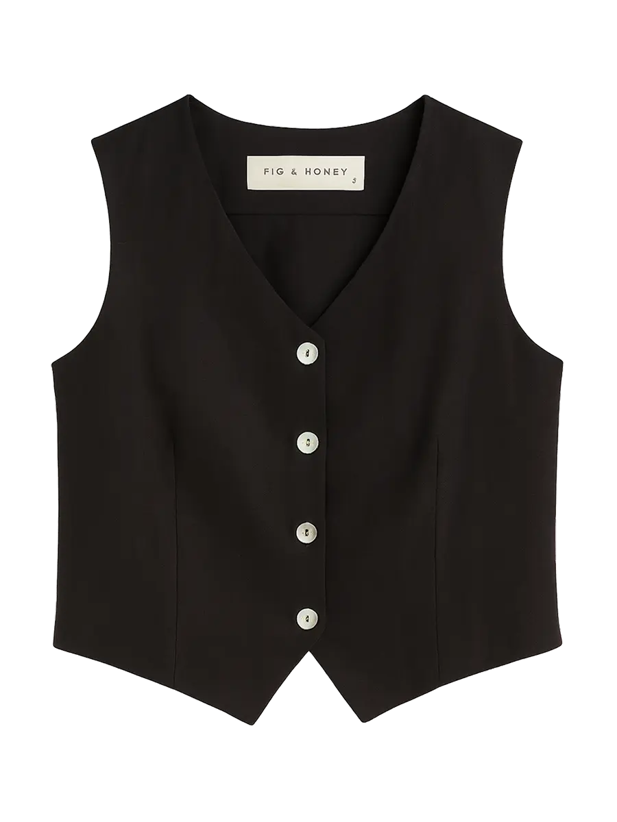 Fig &amp; Honey schwarze Leinenweste Frontansicht