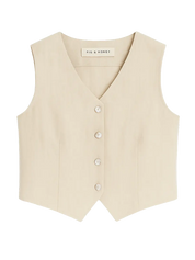 Fig & Honey Beige Leinenweste Frontansicht