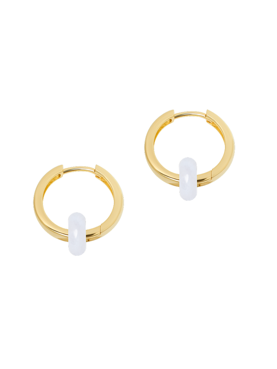 Frellini Lily Hoops Ohrringe Gold mit Blauem Donut Freisteller