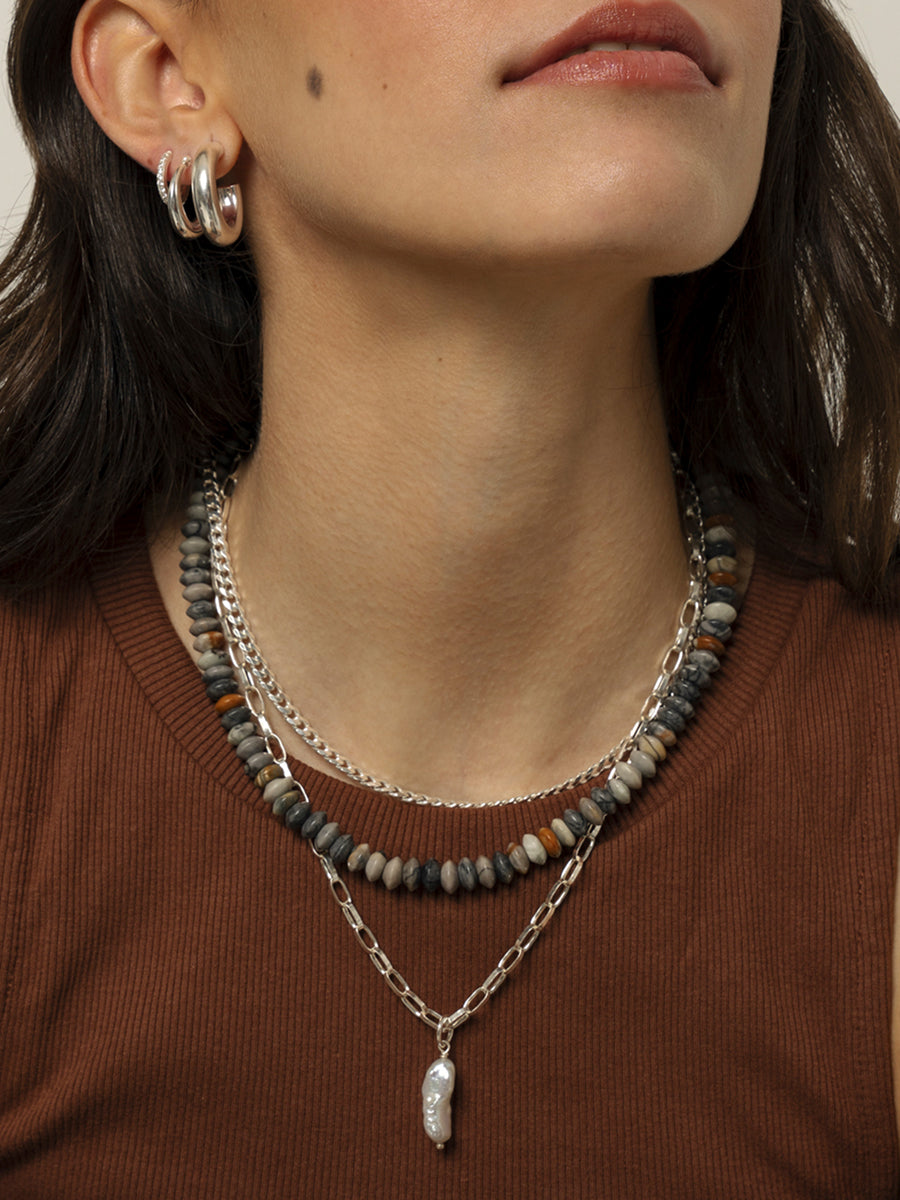 Frellini Joey Hoops Ohrringe Silber Modelbild