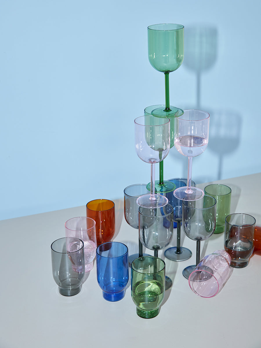 Green water glass, set of 2