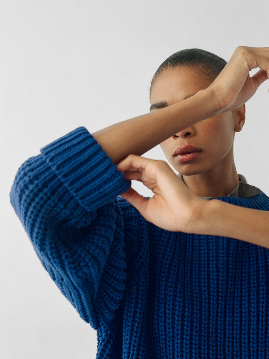 Chunky Lowe Pullover Cobalt Blue