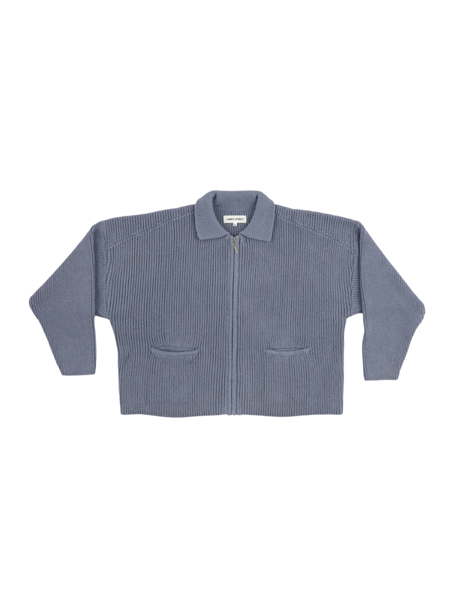Reid Zip Cardigan Rainwater Blue