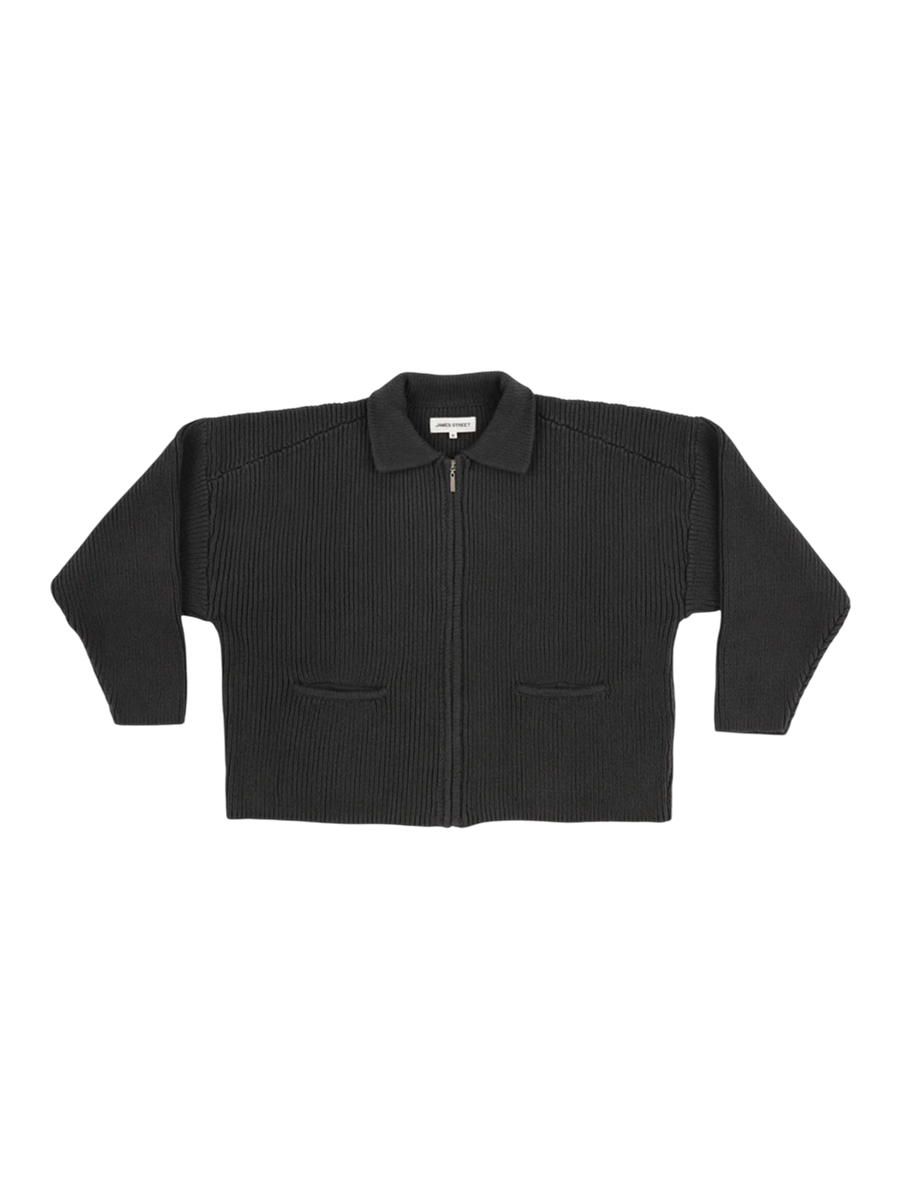 Reid Zip Cardigan Washed Black