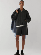 Reid Zip Cardigan Washed Black