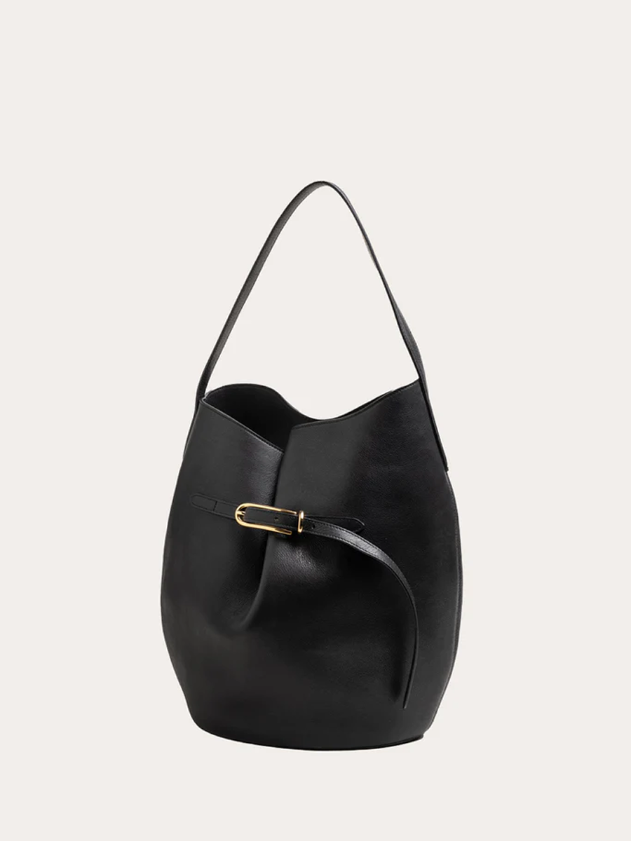 Belted Bucket Bag Large Black