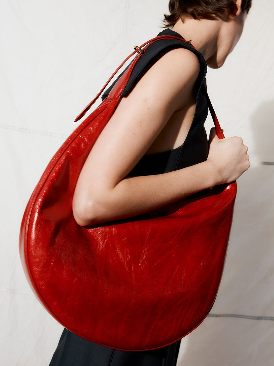 Moon Hobo Bag Glossy Red