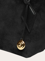 Sprout Tote Bag Large Black Suede