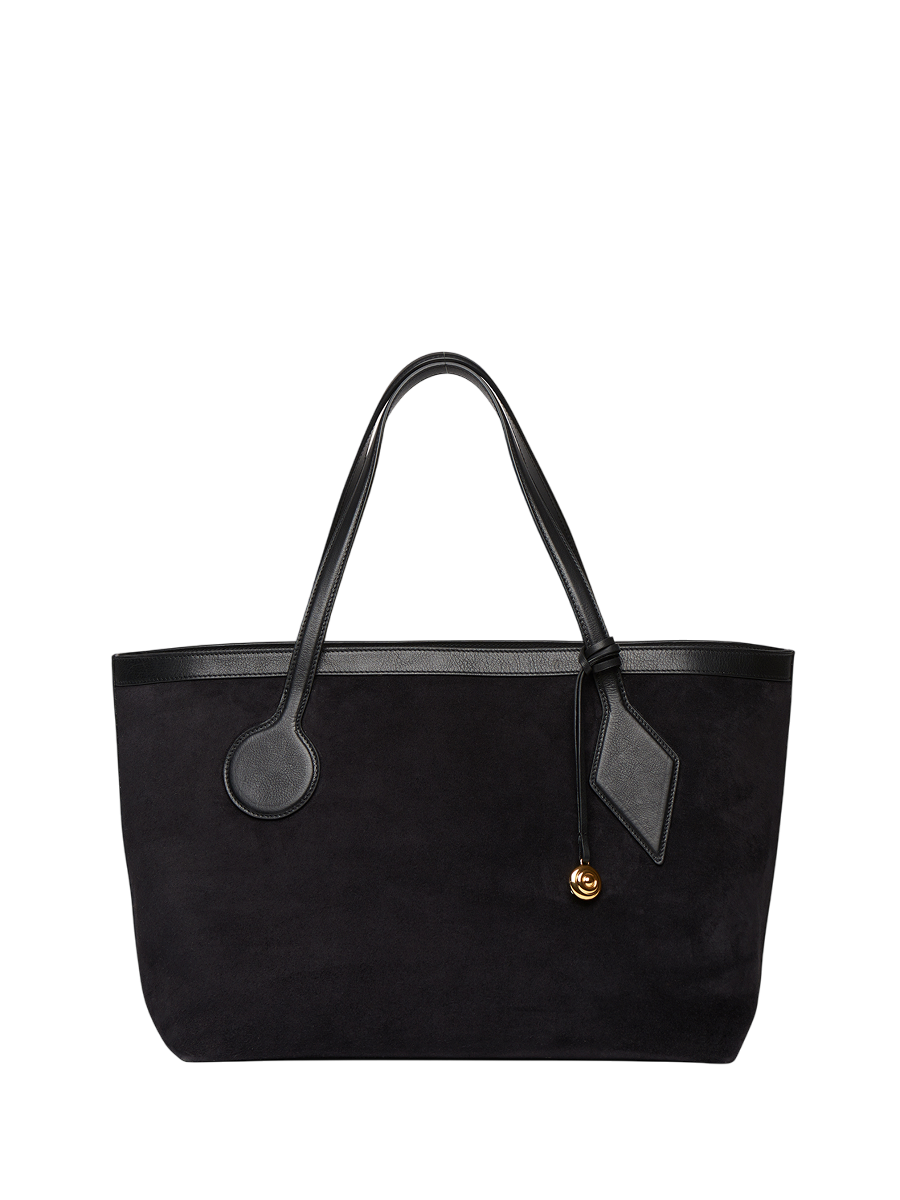 Sprout Tote Bag Large Black Suede