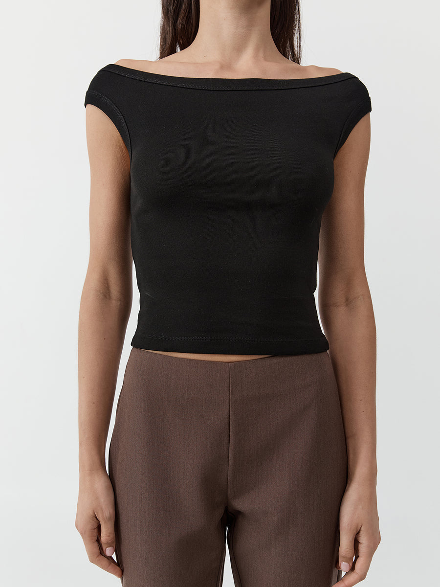 Organic Cotton Off Shoulder Top Black