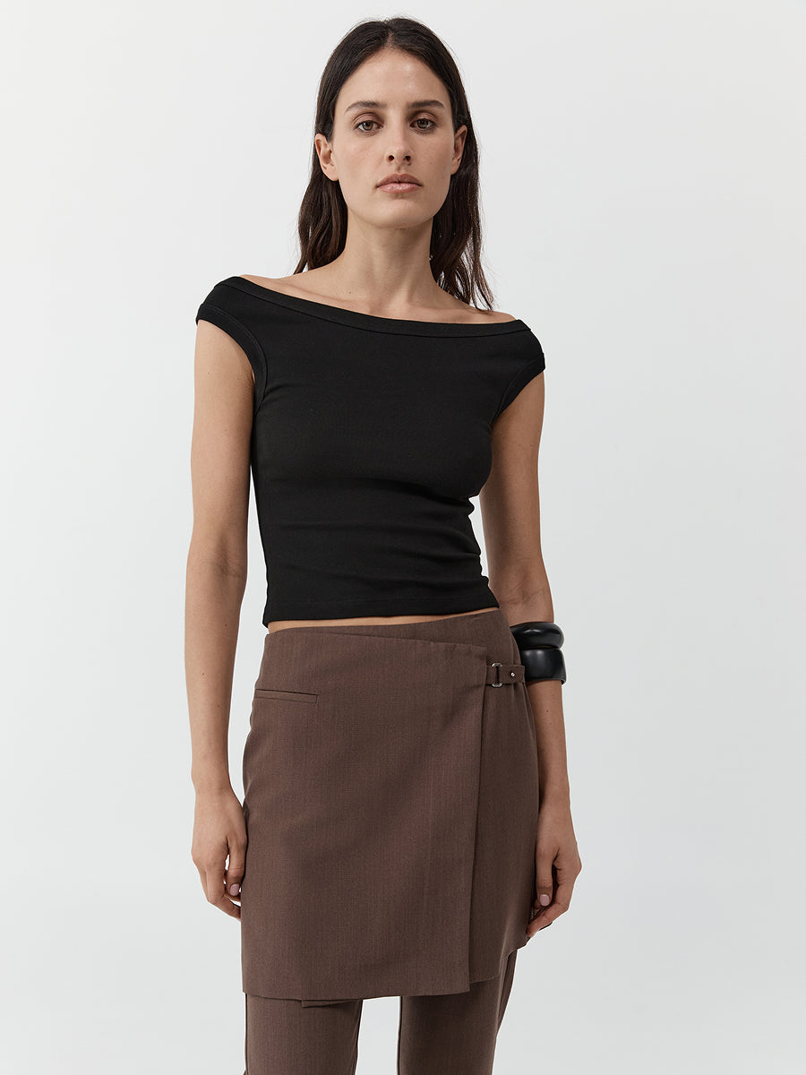 Organic Cotton Off Shoulder Top Black
