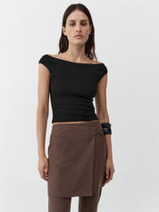 Organic Cotton Off Shoulder Top Black